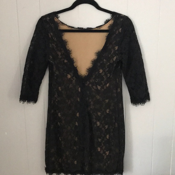 Black lace 3/4 sleeve dress - Picture 2 of 5